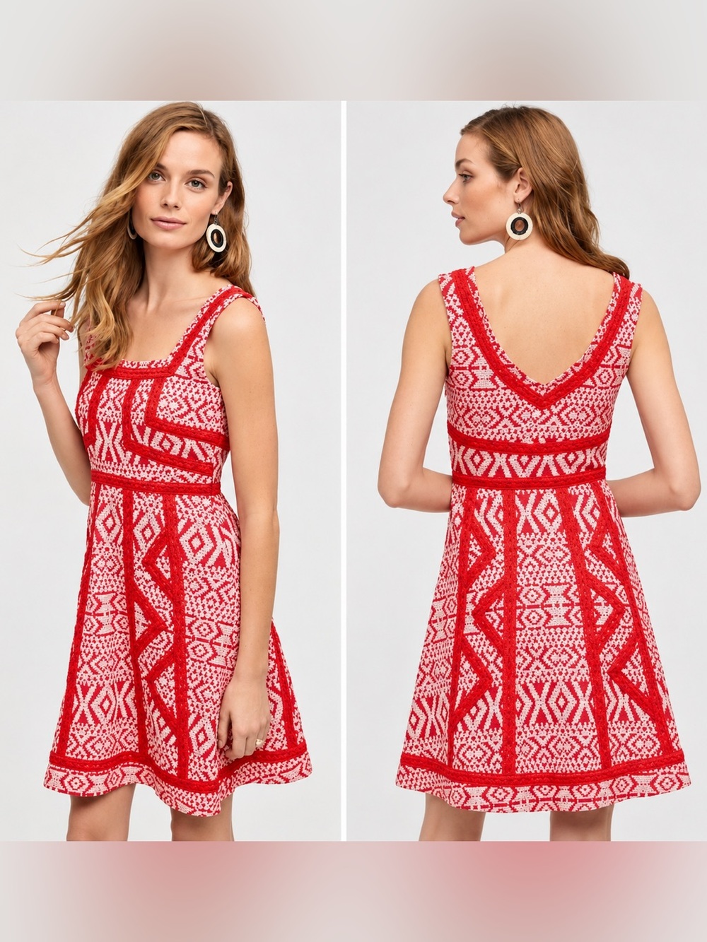 Anthropologie MAEVE Emma Red White Knit Mini Dress Sz 0 Classic Dress